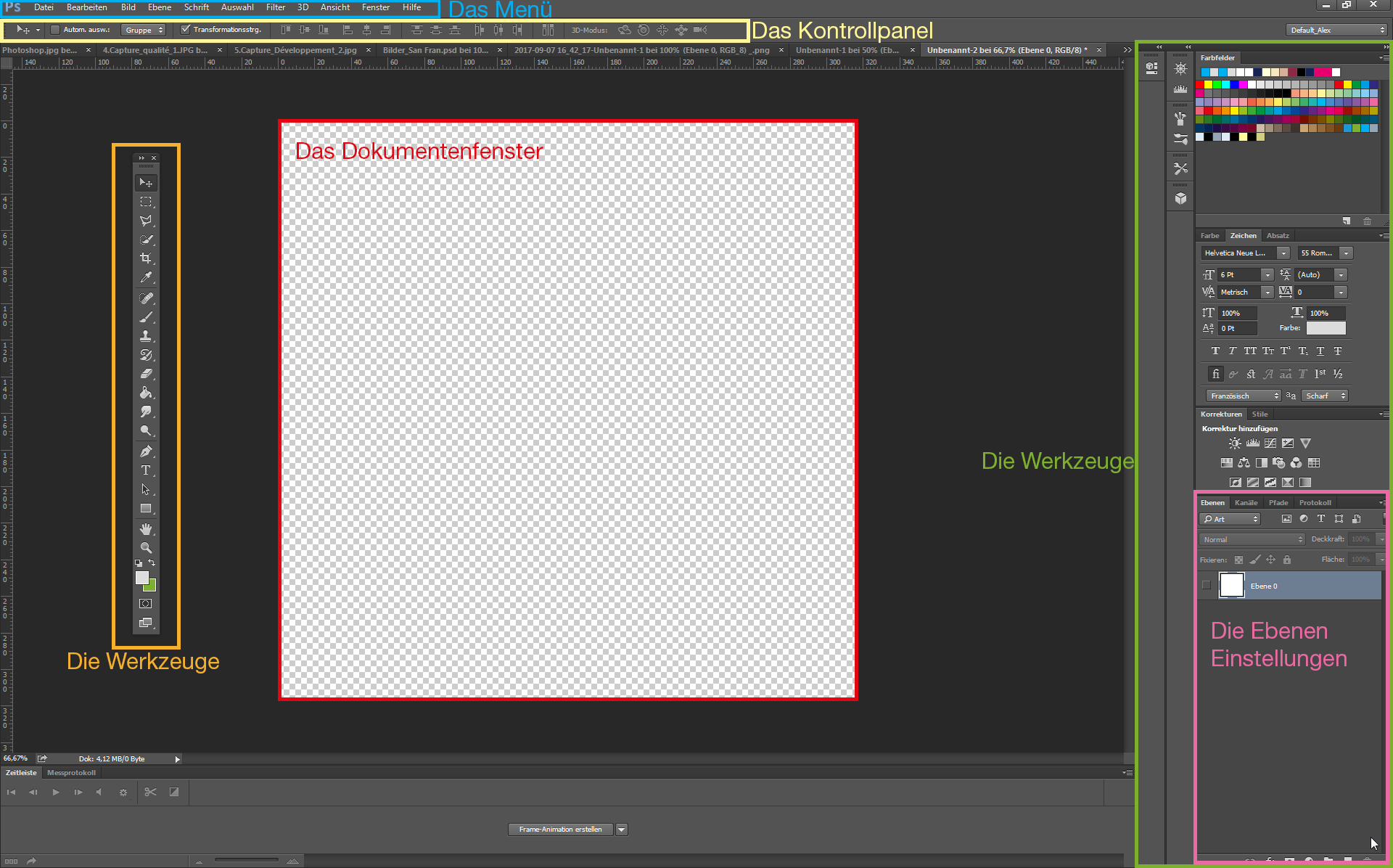 Oberfläche in Photoshop 2.Espace de travail_Photoshop_DE