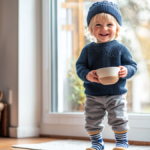 Beitragsbild zum Artikel "Seltene Jungennamen": Kleiner blonder Junge mit Schale im Wohnzimmer